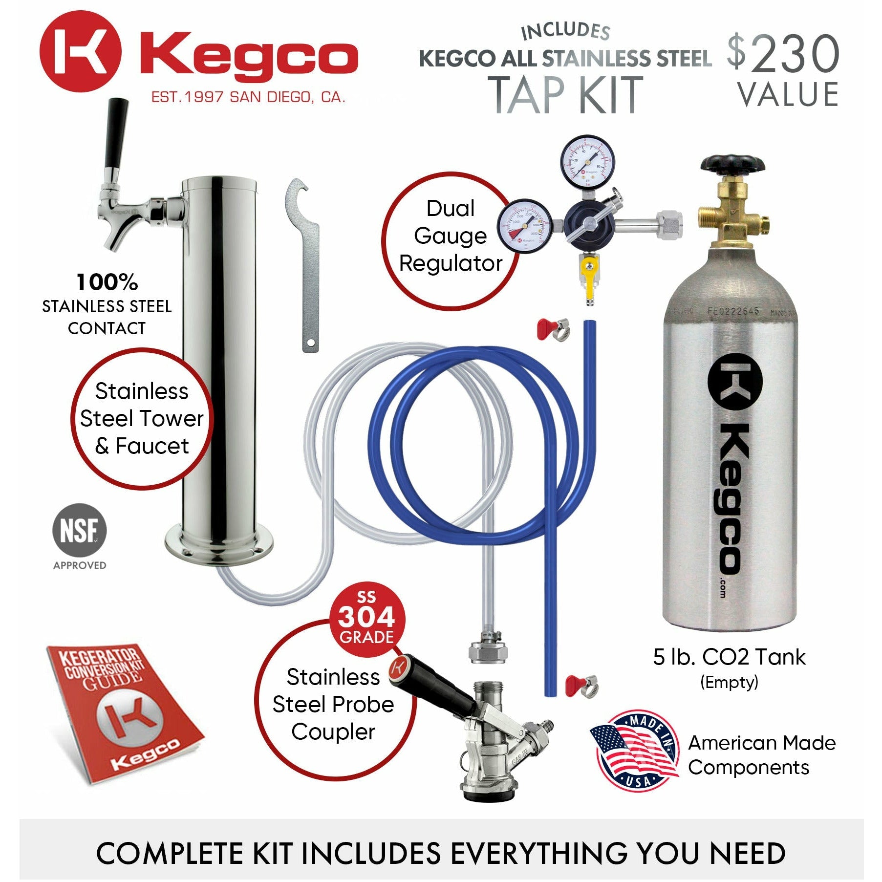 Kegco 15" Wide Single Tap Stainless Steel Commercial Kegerator - SLK15BSRNK-5