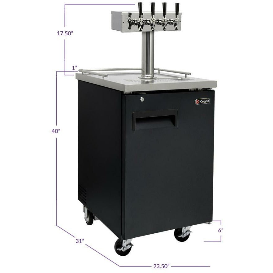 Kegco 24" Wide Cold Brew Coffee Four Tap Black Commercial Kegerator - ICXCK-1B-4-2