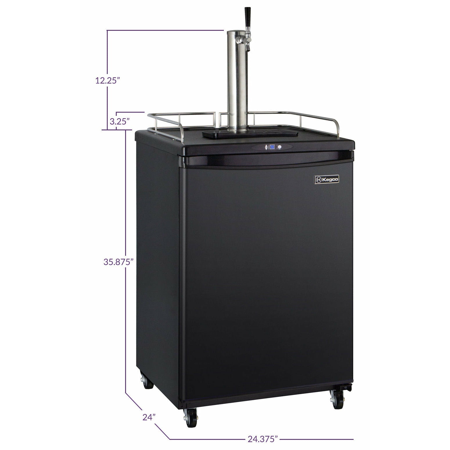 Kegco 24" Wide Cold Brew Coffee Single Tap Black Commercial/Residential Kegerator - ICZ163B-1NK-2