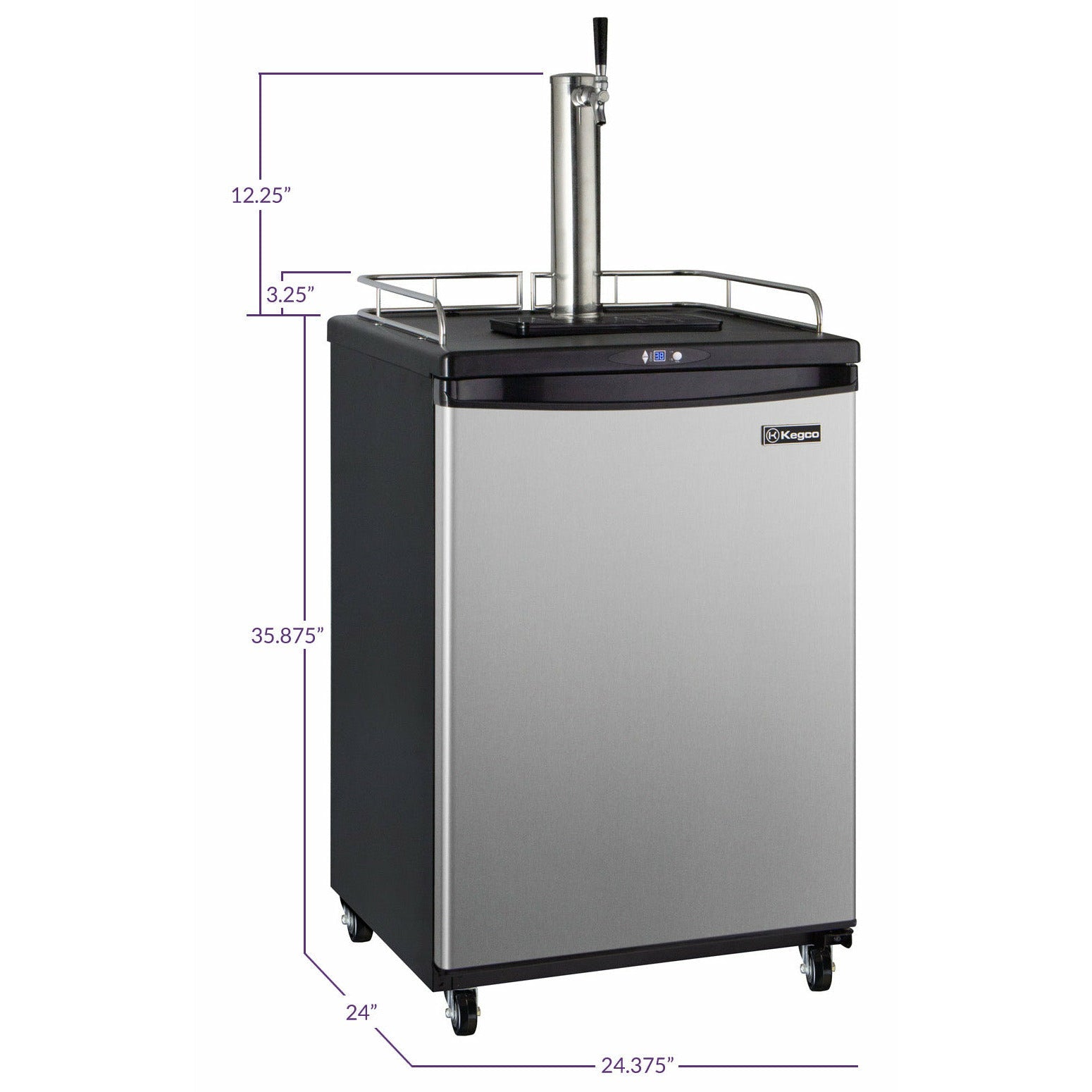 Kegco 24" Wide Cold Brew Coffee Single Tap Stainless Steel Commercial/Residential Kegerator - ICZ163S-1NK-2