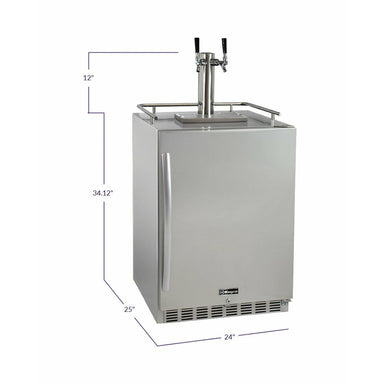 Kegco 24" Wide Dual Tap All Stainless Steel Outdoor Built-In Right Hinge Kegerator with Kit - HK38SSU-2-2