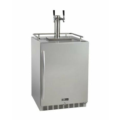 Kegco 24" Wide Dual Tap All Stainless Steel Outdoor Built-In Right Hinge Kegerator with Kit - HK38SSU-2-1