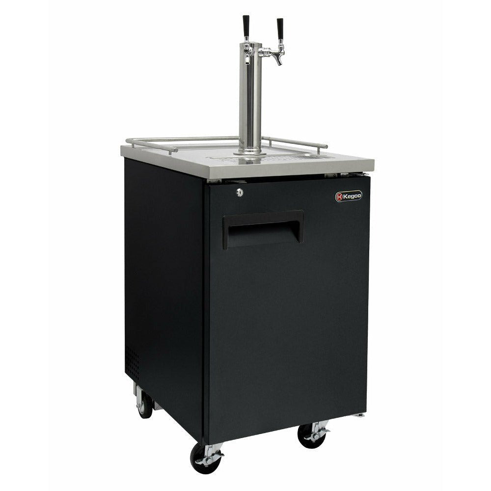 Kegco 24" Wide Dual Tap Black Commercial Kegerator - XCK-1B-2-1