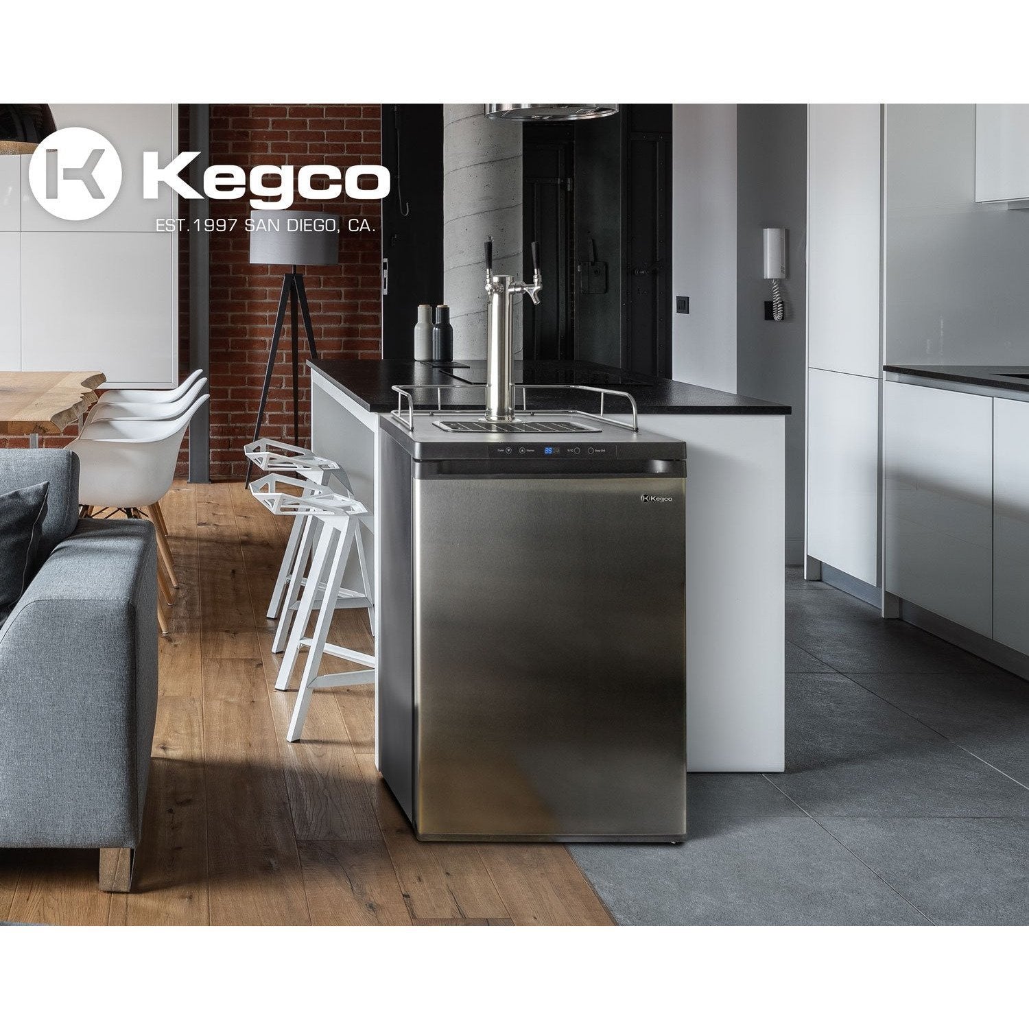 Kegco 24" Wide Dual Tap Black Stainless Steel Digital Kegerator - K309X-2NK-4