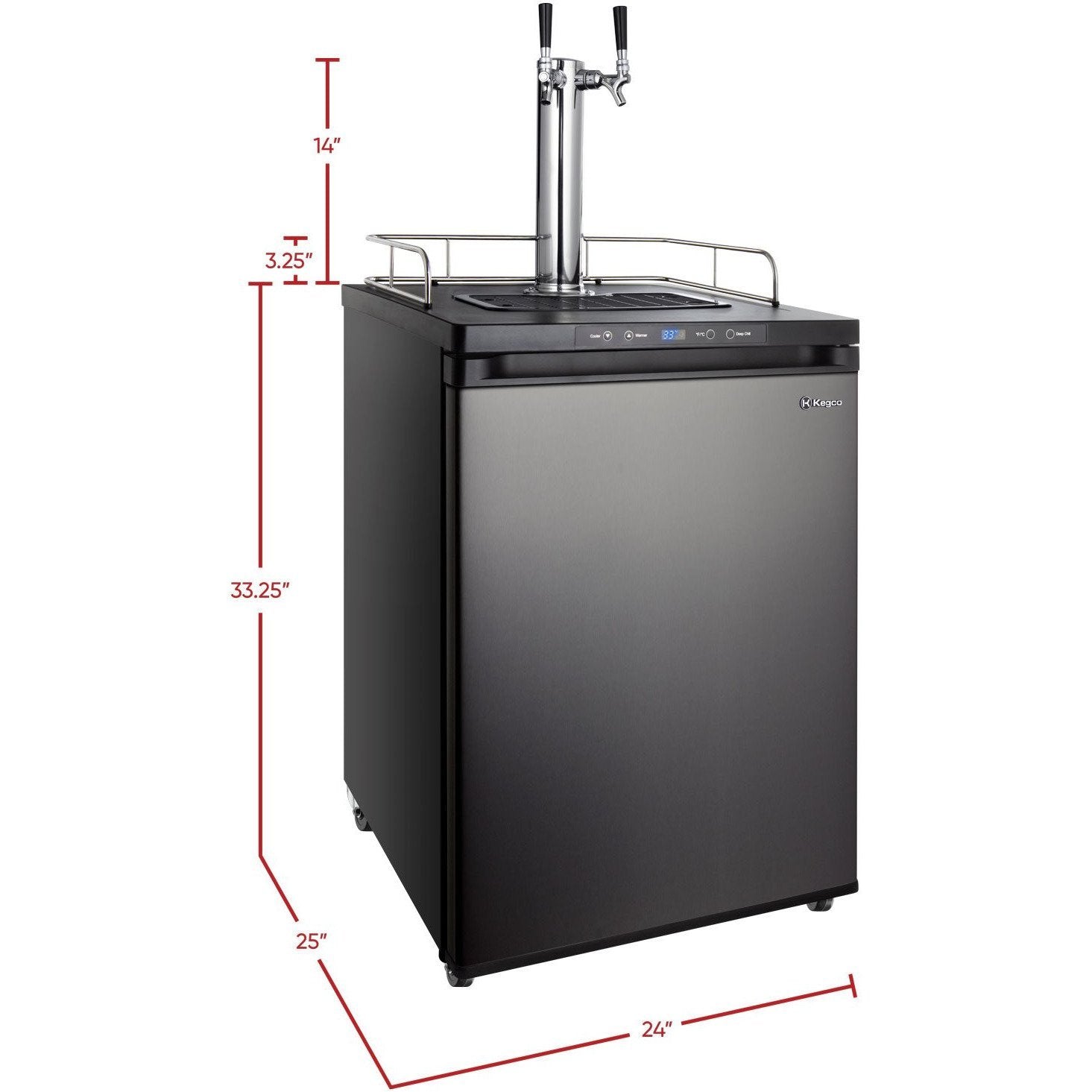 Kegco 24" Wide Dual Tap Black Stainless Steel Digital Kegerator - K309X-2NK-6