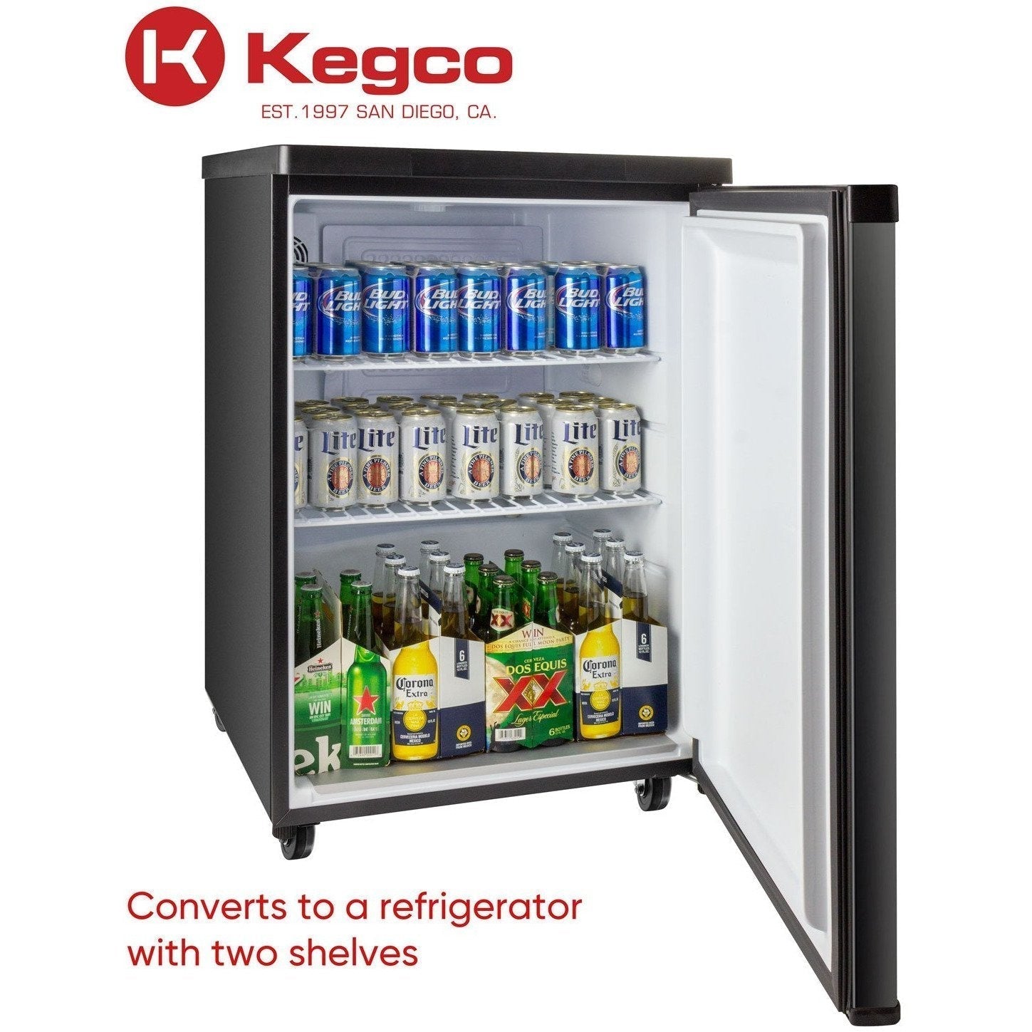 Kegco 24" Wide Dual Tap Black Stainless Steel Digital Kegerator - K309X-2NK-5