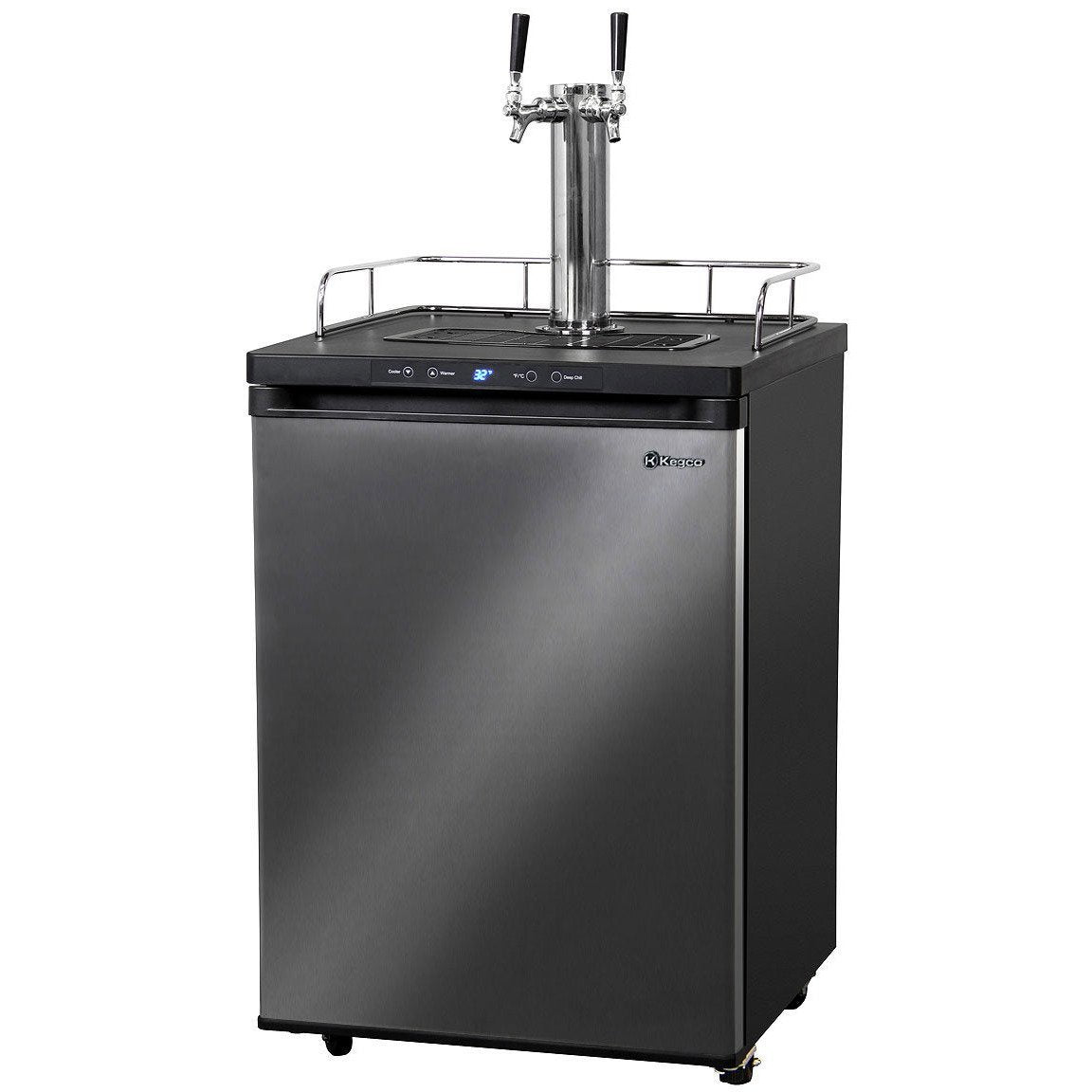 Kegco 24" Wide Dual Tap Black Stainless Steel Digital Kegerator - K309X-2NK-1