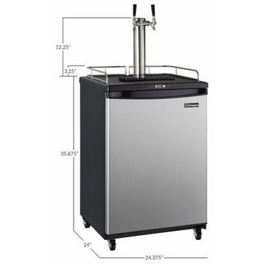 Kegco 24" Wide Dual Tap Stainless Steel Commercial/Residential Digital Kegerator - Z163S-2NK-2