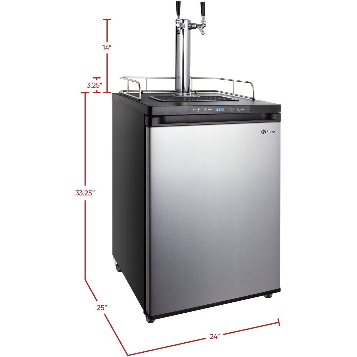 Kegco 24" Wide Dual Tap Stainless Steel Digital Kegerator - K309SS-2NK-6