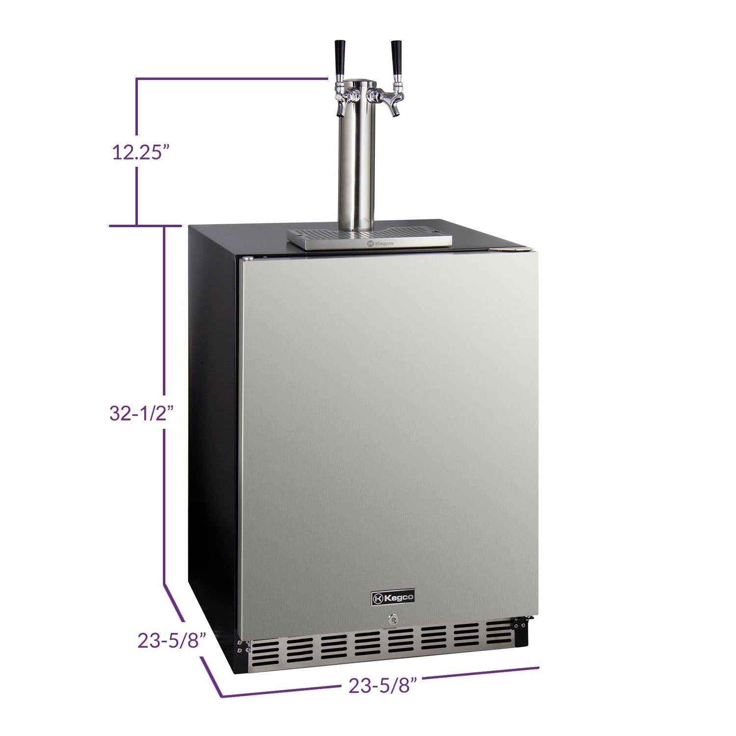 Kegco 24" Wide Dual Tap Stainless Steel Right Hinge Built-in ADA Kegerator with Kit - HK48BSA-2-2