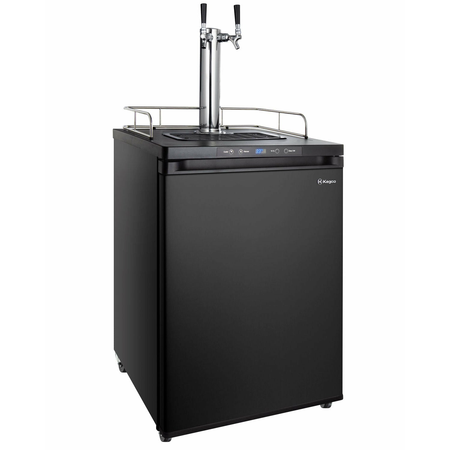 Kegco 24" Wide Homebrew Dual Tap Black Digital Kegerator - HBK309B-2NK-1