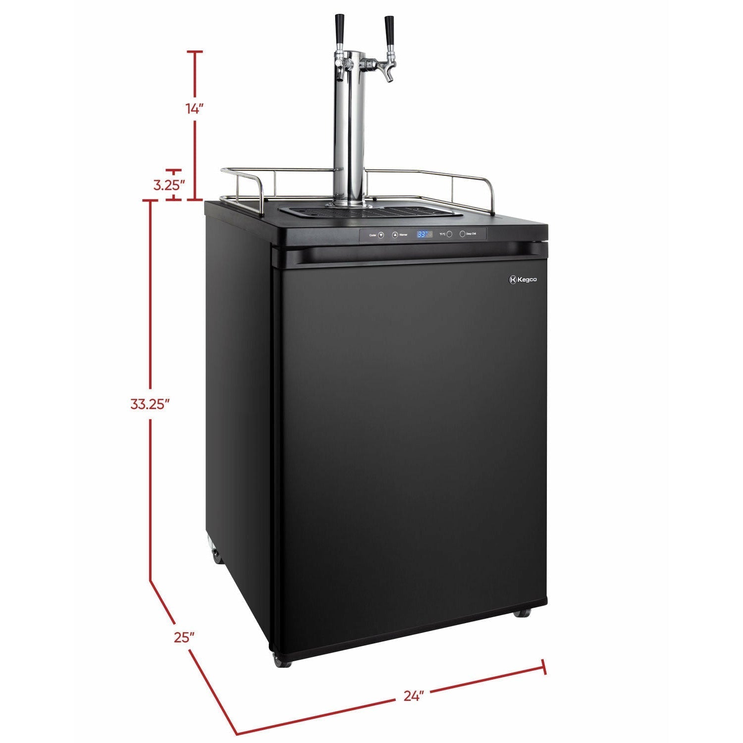 Kegco 24" Wide Homebrew Dual Tap Black Digital Kegerator - HBK309B-2NK-2