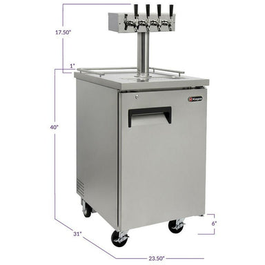 Kegco 24" Wide Homebrew Four Tap All Stainless Steel Commercial Kegerator with Kegs - HBK1XS-4K-2