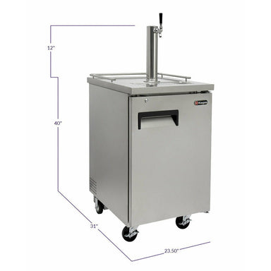 Kegco 24" Wide Homebrew Single Tap All Stainless Steel Commercial Kegerator with Keg - HBK1XS-1K-2