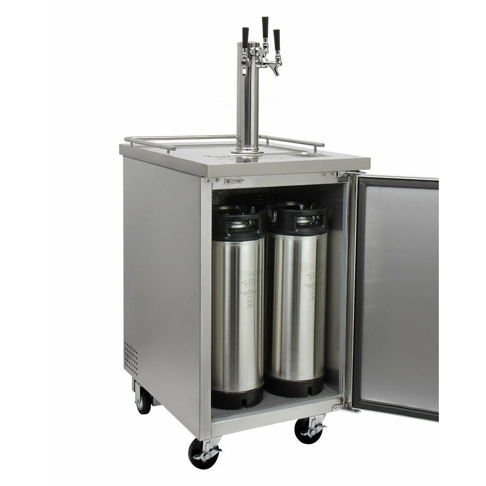 Kegco 24" Wide Homebrew Triple Tap All Stainless Steel Kegerator with Kegs - HBK1XS-3K-4