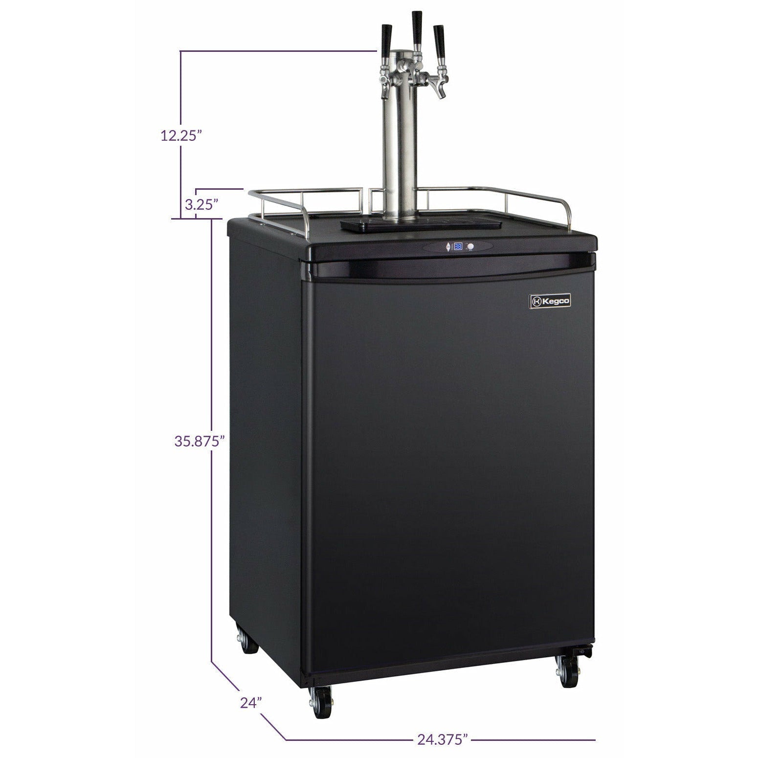 Kegco 24" Wide Homebrew Triple Tap Black Commercial/Residential Kegerator - HBK163B-3NK-2