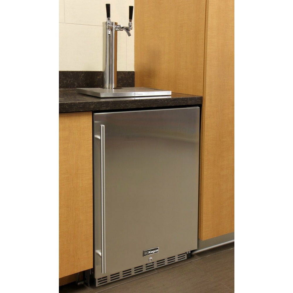 Kegco 24" Wide Kombucha Dual Tap Black Commercial Built-In Right Hinge Kegerator - KOMHK38BSU-2-3