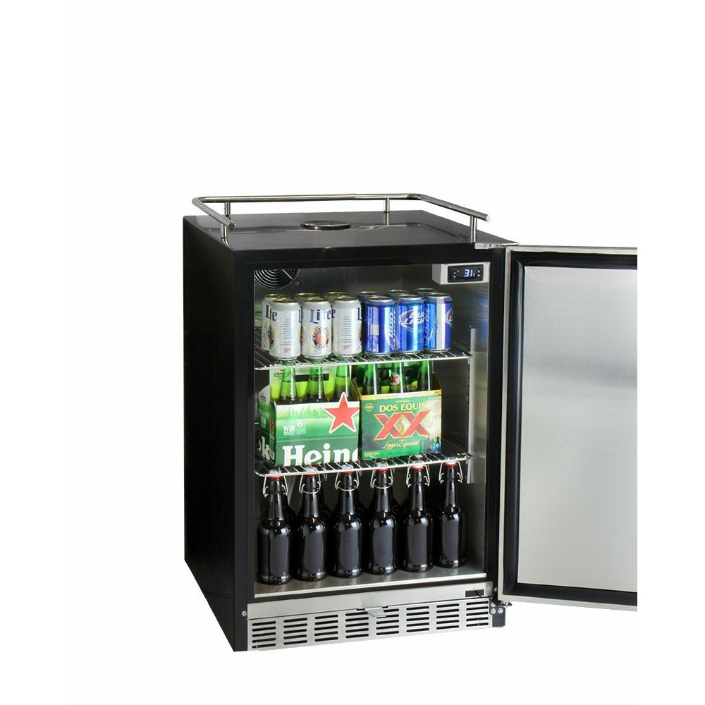 Kegco 24" Wide Kombucha Dual Tap Black Commercial Built-In Right Hinge Kegerator - KOMHK38BSU-2-11