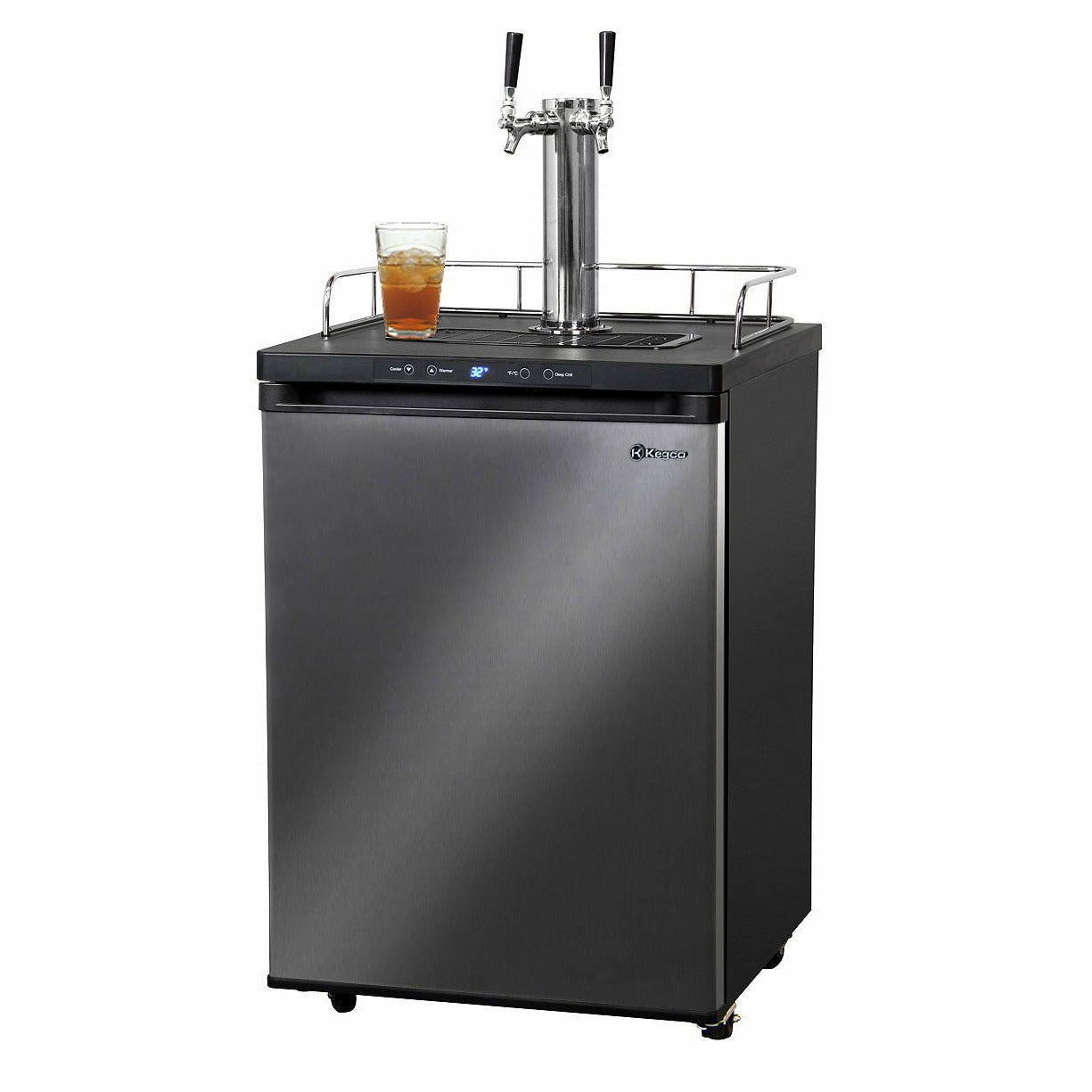 Kegco 24" Wide Kombucha Dual Tap Black Stainless Steel Kegerator - KOM30X-2NK-1