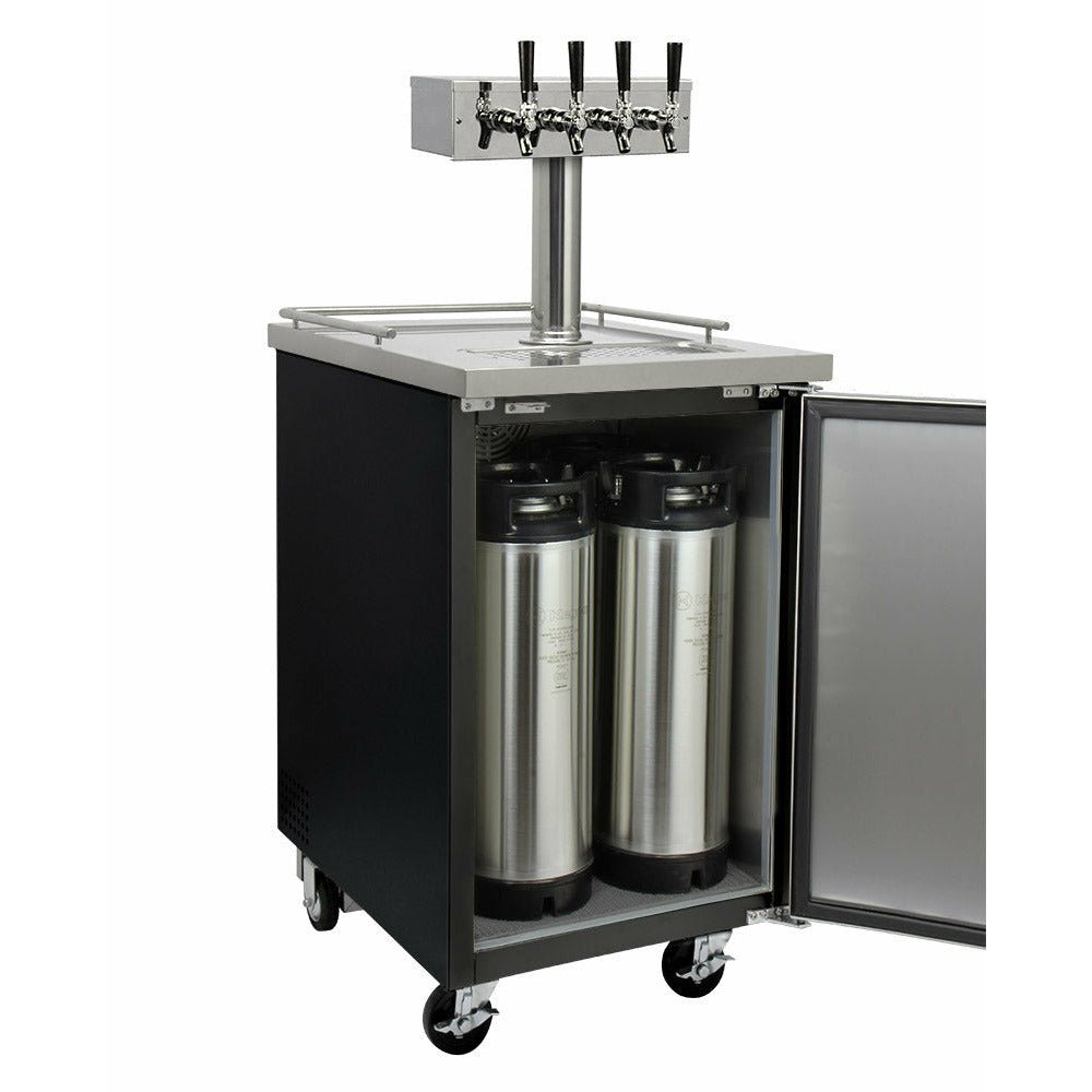 Kegco 24" Wide Kombucha Four Tap Black Commercial Kegerator - KOMC1B-4-7