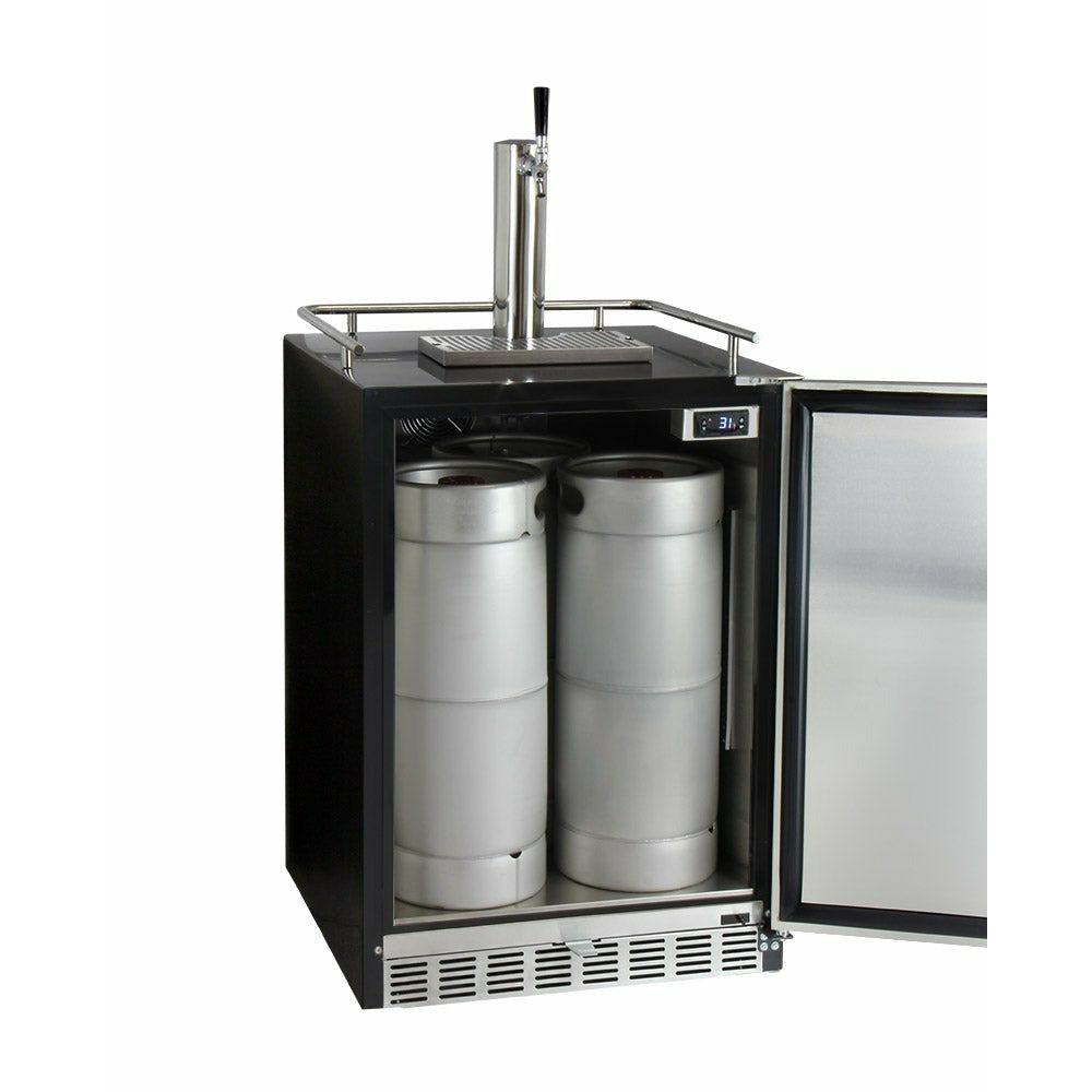 Kegco 24" Wide Kombucha Single Tap Black Commercial Built-In Right Hinge Kegerator - KOMHK38BSU-1-9