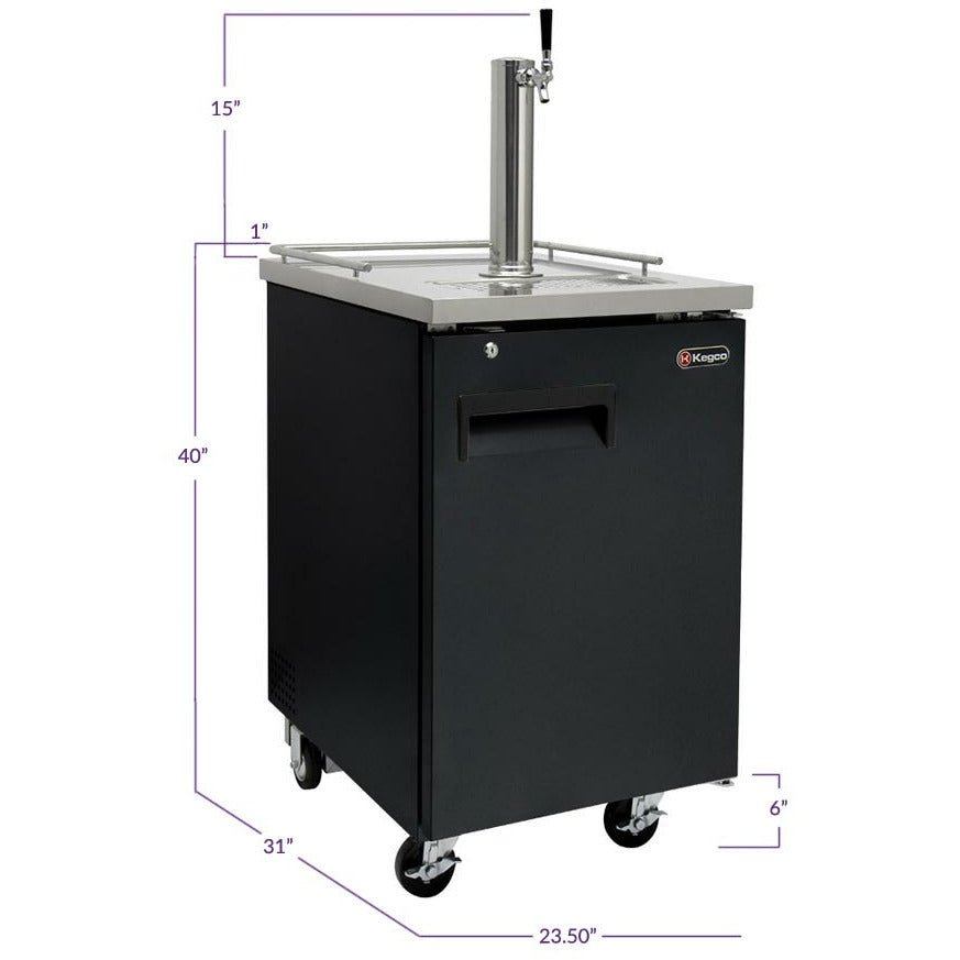 Kegco 24" Wide Kombucha Single Tap Black Commercial Kegerator - KOMC1B-1-2