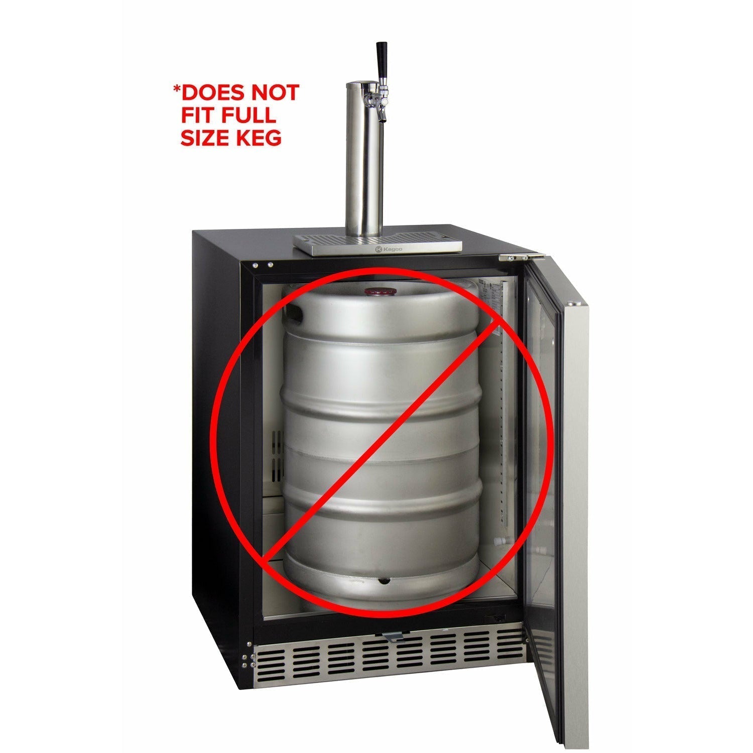 Kegco 24" Wide Single Tap Stainless Steel Built-In Left Hinge ADA Kegerator with Kit - HK48BSA-L-1-13