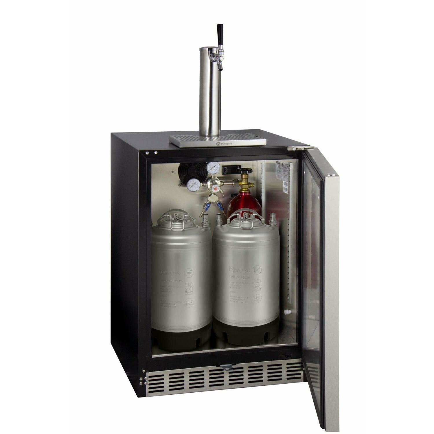 Kegco 24" Wide Single Tap Stainless Steel Built-In Left Hinge ADA Kegerator with Kit - HK48BSA-L-1-6