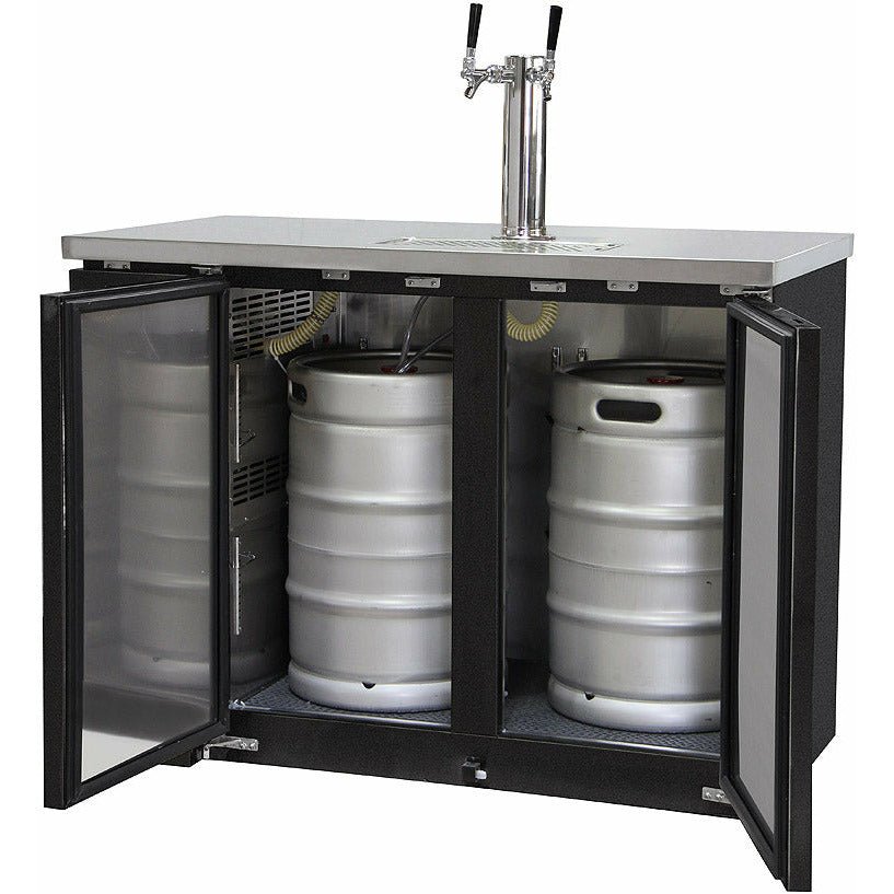 Kegco 49" Wide Dual Tap Black Commercial Kegerator - XCK-2448B-6