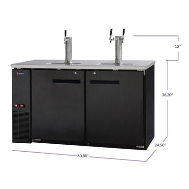 Kegco 61" Wide Triple Tap Black Commercial Kegerator - XCK-2460B-2