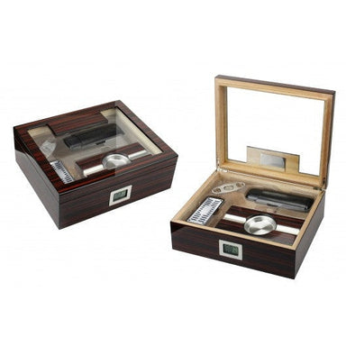 Kensington 75 Ct. Cherry Ebony Lacquer Gift Set w/ External Digital Hygrometer-1