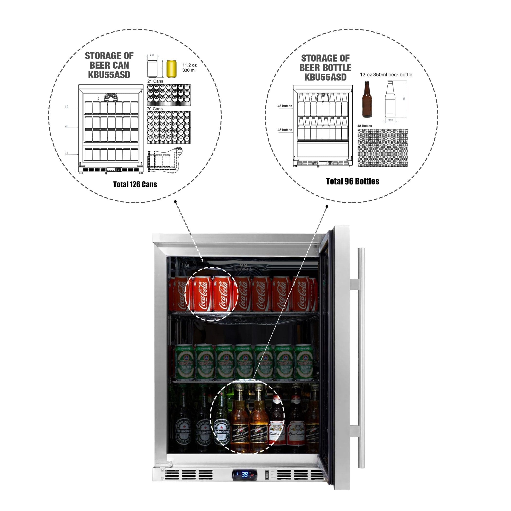 Kingsbottle KingsBottle 24 Inch Outdoor Beverage Refrigerator -KBU55ASD