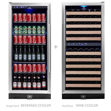 Kingsbottle KingsBottle 56" Freestanding Wine And Beverage Refrigerator - KBU100BW3-SS