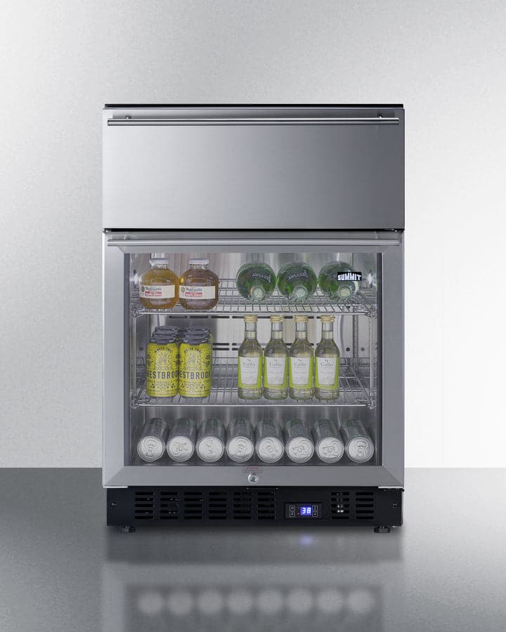 Summit 24" Wide Built-In Commercial Beverage Refrigerator With Top Drawer - SCR615TD-4