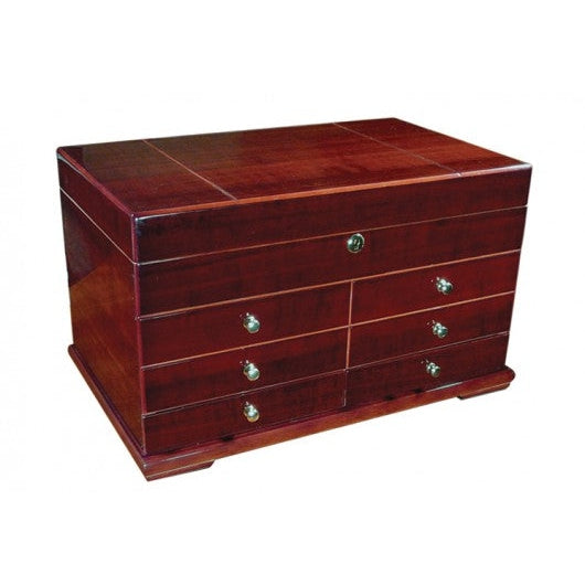 Landmark 300 Ct. High Gloss Lacquer Cherry Humidor w/ Drawers-3