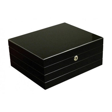 Onyx 50 Ct. High Gloss Black Humidor w/ Polished Hardware-2