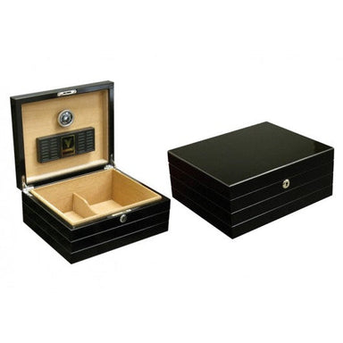 Onyx 50 Ct. High Gloss Black Humidor w/ Polished Hardware-1