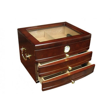 Regent 75 Ct. Dark Mahogany Glass Top Humidor w/ 3 Drawers-2