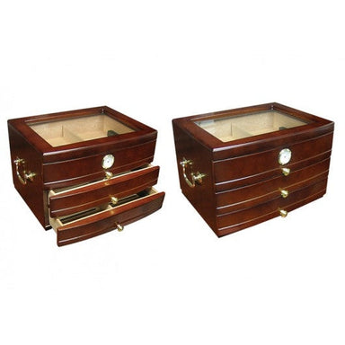 Regent 75 Ct. Dark Mahogany Glass Top Humidor w/ 3 Drawers-1