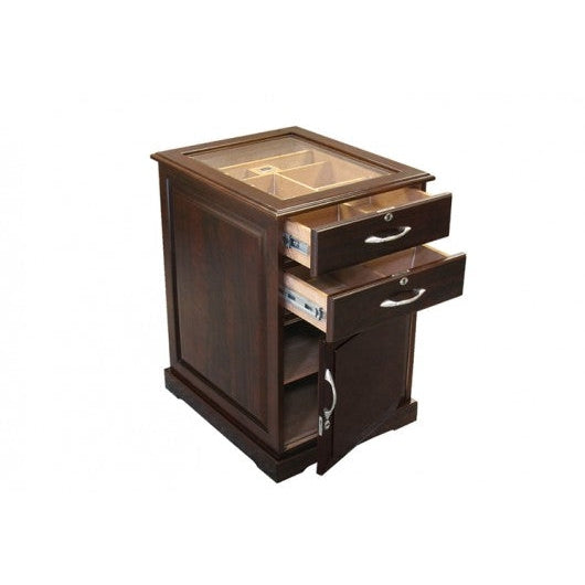 Santiago 700 Ct. Walnut End Table w/ Drawers & Digital Hygrometer-1