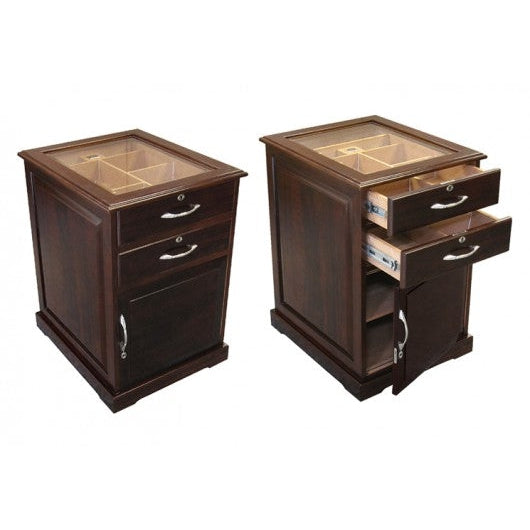 Santiago 700 Ct. Walnut End Table w/ Drawers & Digital Hygrometer-2