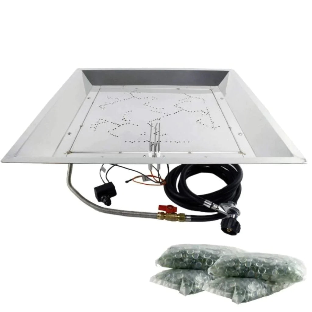 The Outdoor Greatroom | 24" x 24" Square Crystal Fire Plus Gas Burner