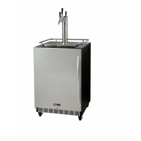 Kegco 24" Wide Triple Tap Stainless Steel Commercial Built-In Left Hinge Kegerator with Kit - HK38BSC-L-3-1