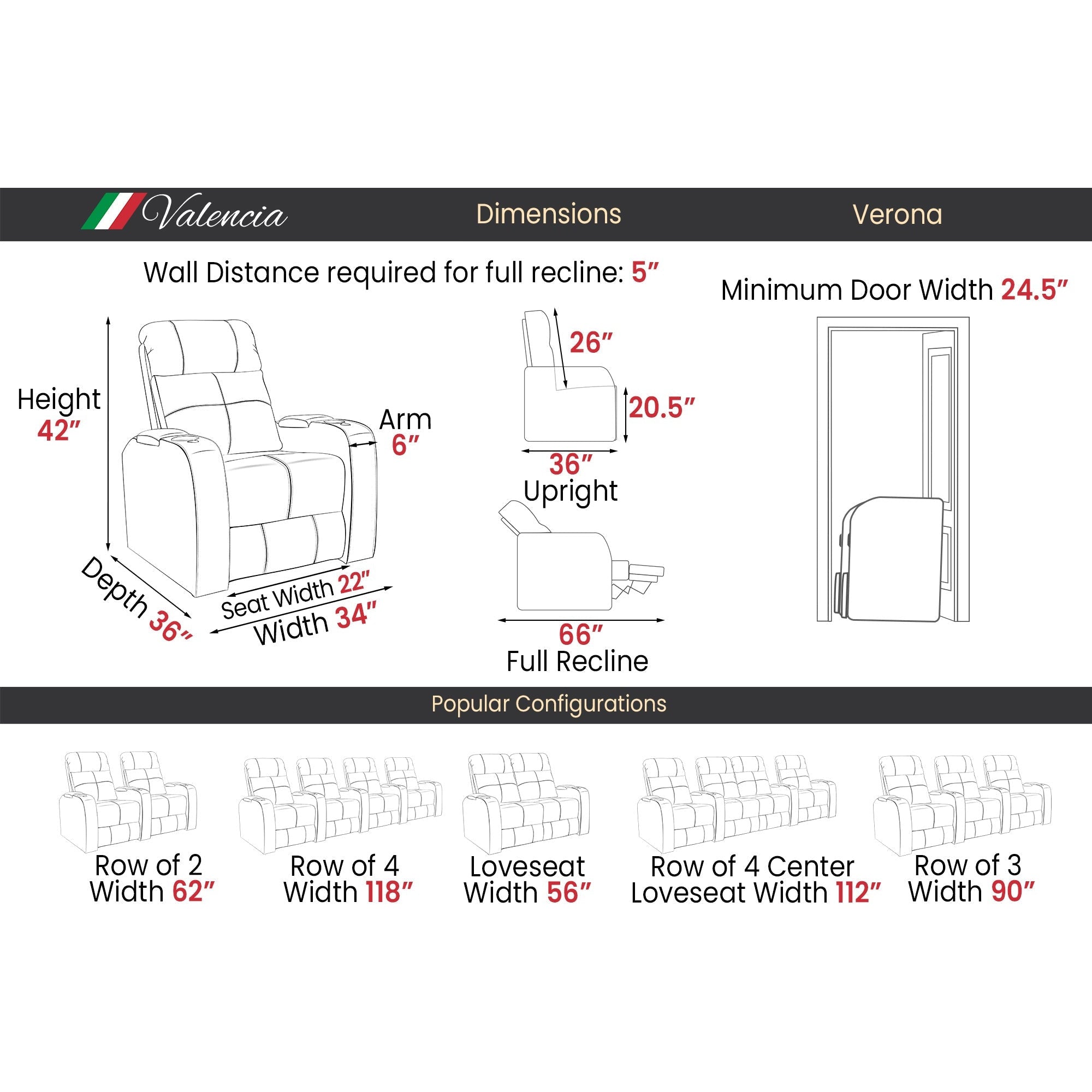 Valencia Single Verona Power Headrest Edition