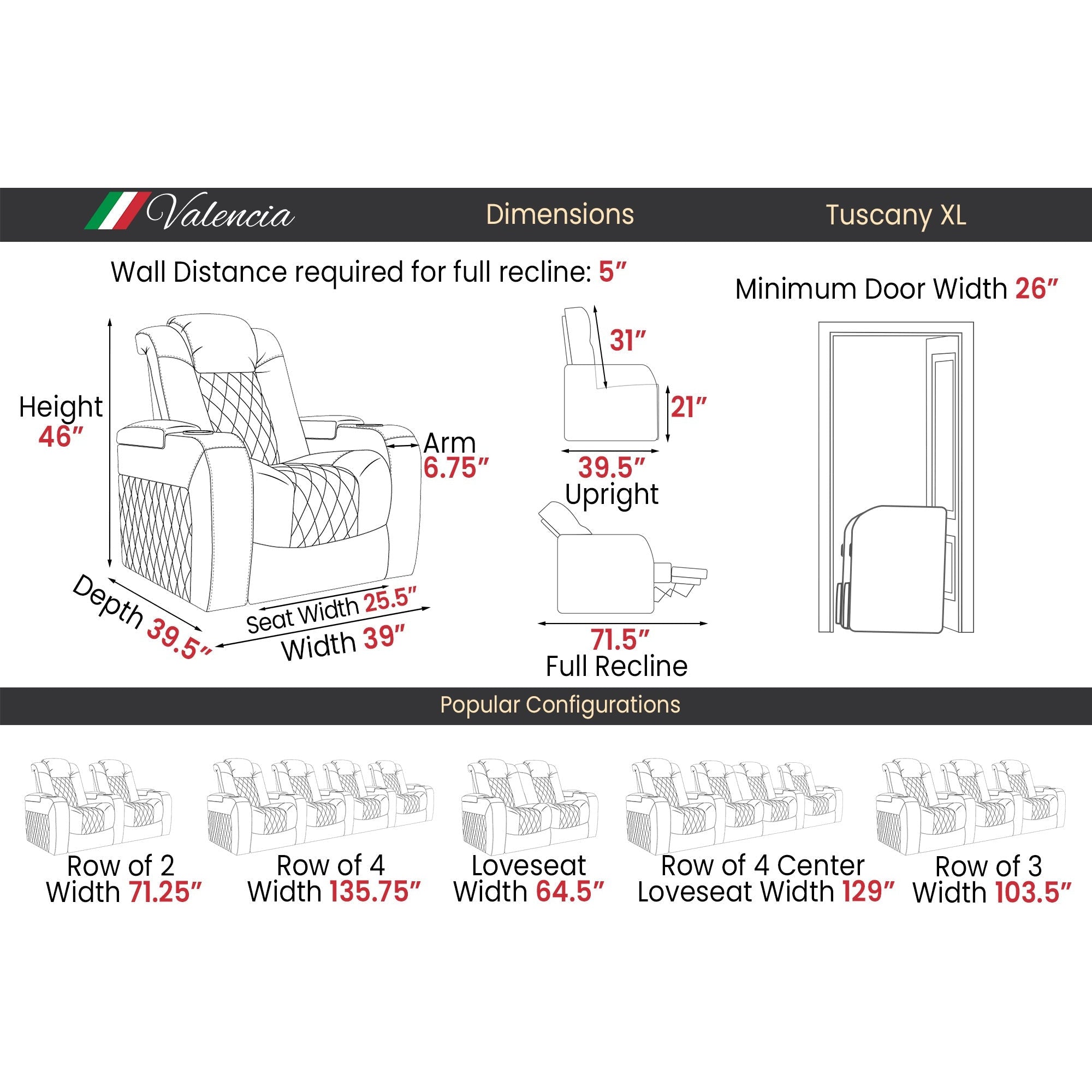 Valencia Theater Tuscany XL Single Home Theater Seating